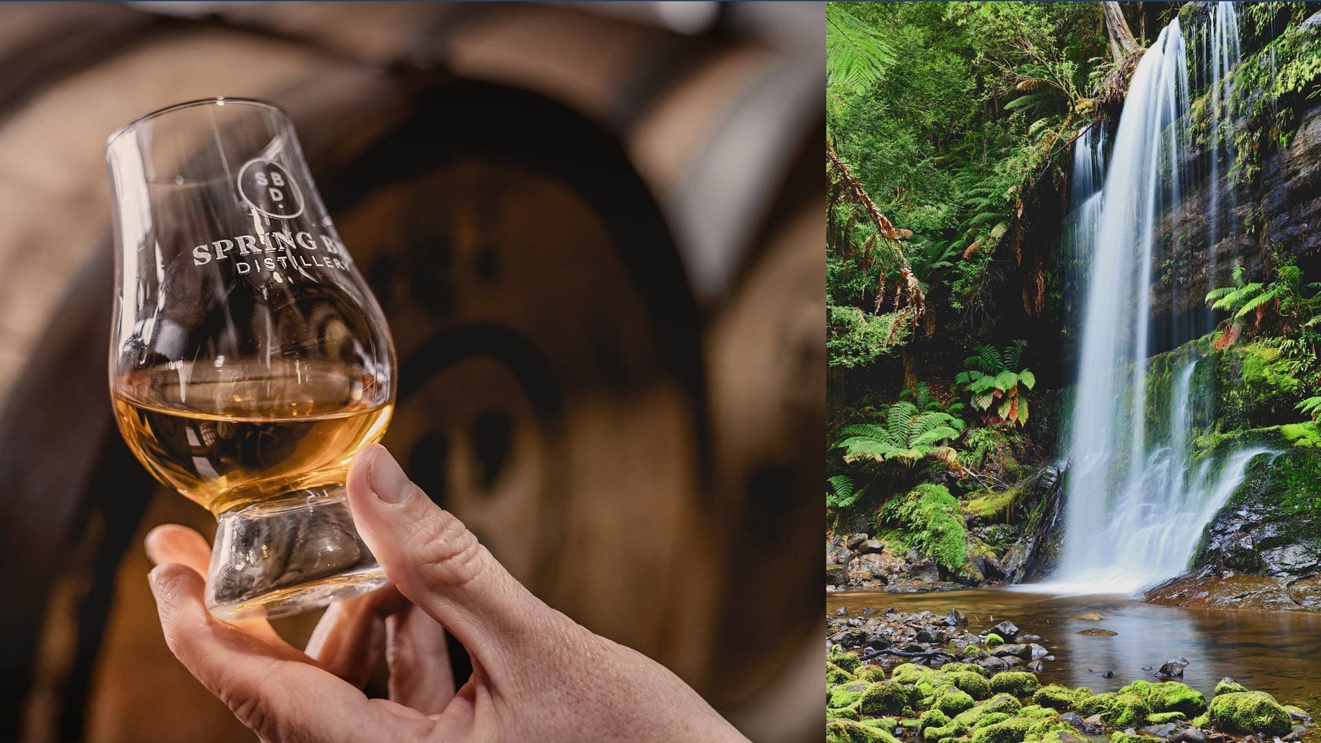 Tasmania Tours Whisky Glass and Waterfall | Adventure Trails Tasmania